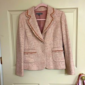 Pale Pink Wool Tweed Blazer with fringe